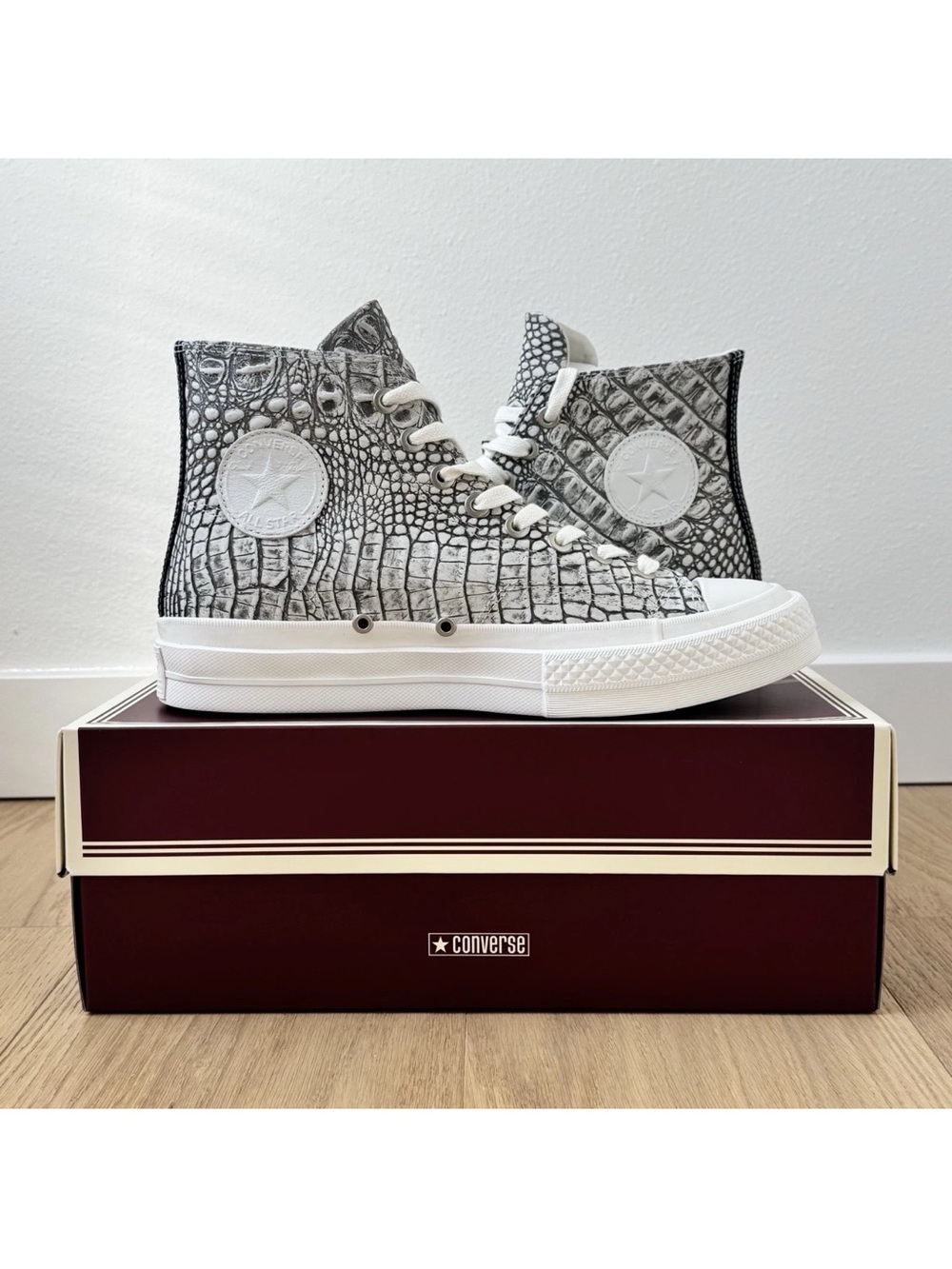 CONVERSE CHUCK T. ALL STAR FIRST STRING HI IN 'OPTICAL WHITE' CROC… WITHOUT BOX